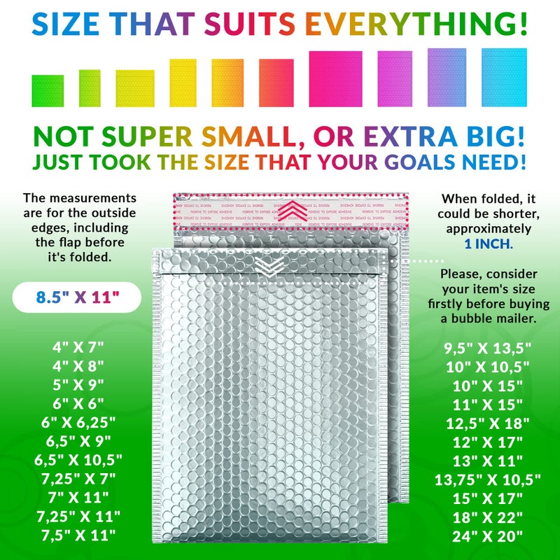 ABC PACK & SUPPLY Ice Blue Metallic Bubble Mailers, 9.5 x 13.5 Inches. Pack of 25 Metallic Bubble Envelope Mailer. Padded Envelopes Waterproof. Opaque Self Seal Mailers for Cosmetics - Image 4